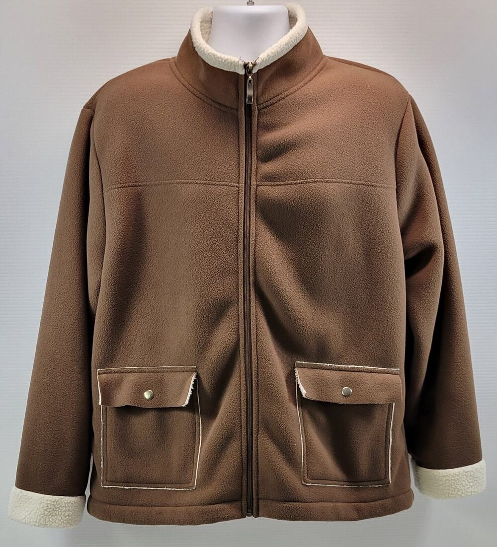 L1) Effeci Woman Brown Fleece Sherpa Polyester Jacket XXL